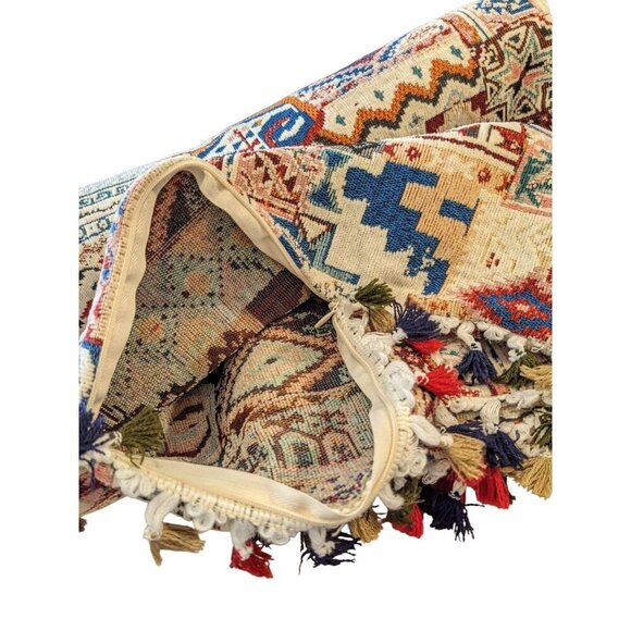 Yeiotsy Decorative Boho Throw Pillow Covers Tassels 17 x 17 Set of 2 Multicolor - Picture 4 of 5